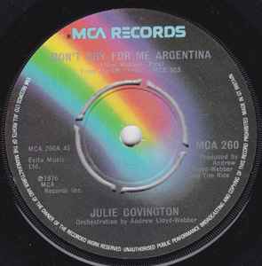 Don't Cry For Me Argentina (Vinyl, 7