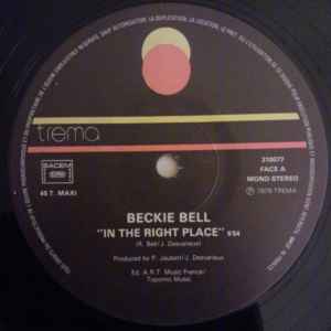 Beckie Bell - In The Right Place album cover