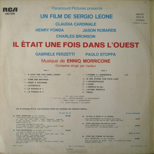 Ennio Morricone - Il Était Une Fois Dans L'Ouest (Bande Originale Du Film Paramount) | RCA Victor (440.751) - 2