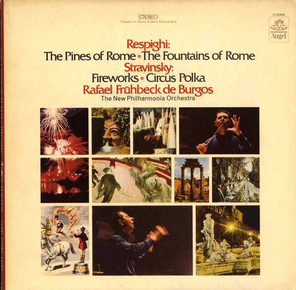 Album herunterladen Ottorino Respighi, Igor Stravinsky - Respighi The Pines of Rome The Fountains of Rome Stravinsky Fireworks Circus Polka