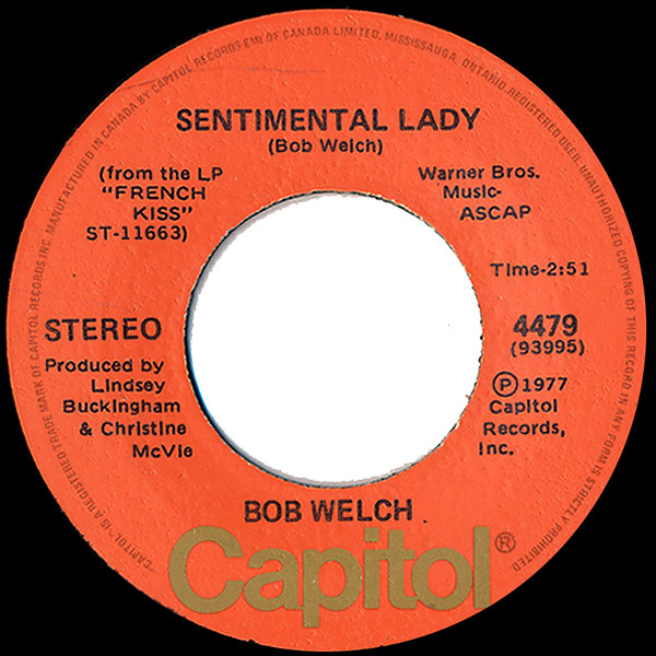 2 Bob Welch Sentimental Lady Jukebox Title Strips CD 7" 45RPM Records 