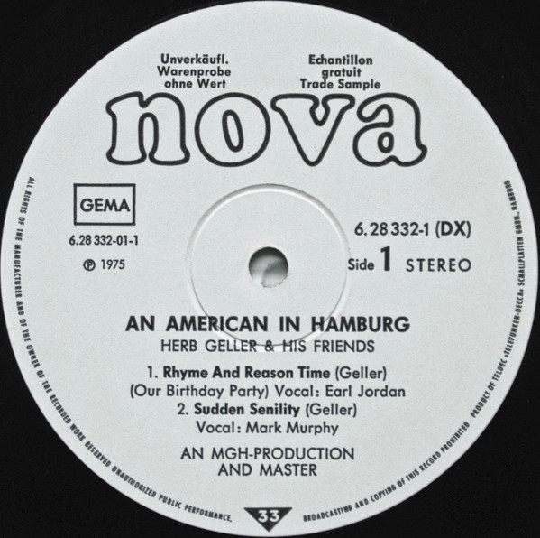 Herb Geller – An American In Hamburg - The View From Here (1975 