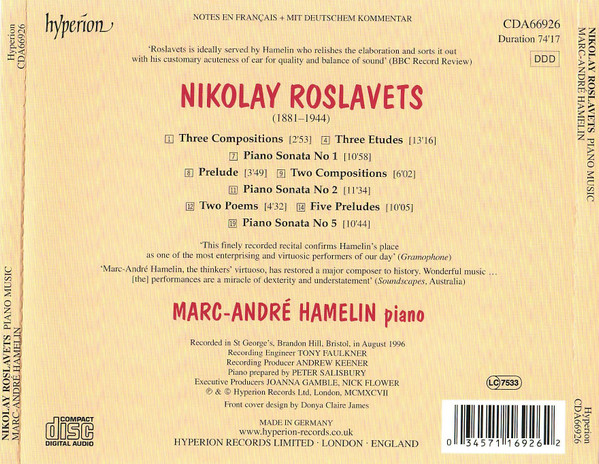 lataa albumi Roslavets MarcAndré Hamelin - Piano Music