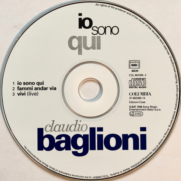 CD–CLAUDIO BAGLIONI–IO SONO QUI–PROMO