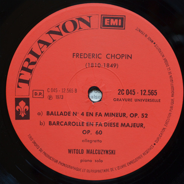 Album herunterladen Witold Malcuzynski Frédéric Chopin - Quatre Ballades Barcarolle