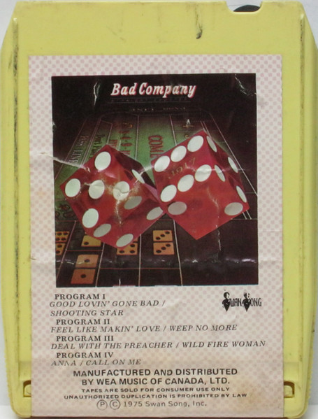 Bad Company – Straight Shooter (1975, 8-Track Cartridge) - Discogs