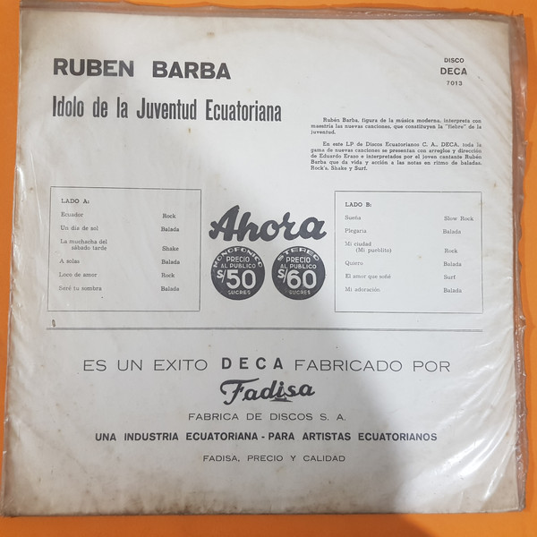 baixar álbum Ruben Barba - Idolo De La Juventud Ecuatoriana