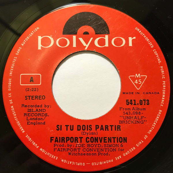 Fairport Convention – Si Tu Dois Partir / Genesis Hall (1969