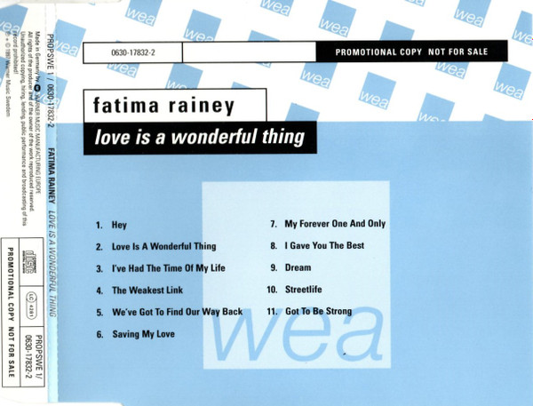 Fatima Rainey – Love Is A Wonderful Thing (1997, CD) - Discogs