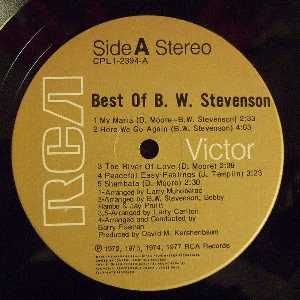 B.W. Stevenson - Best Of B.W. Stevenson | RCA (CPL1 2394) - 4