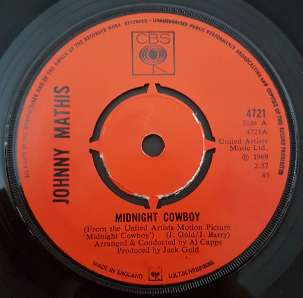 Johnny Mathis – Midnight Cowboy / We (1969, Vinyl) - Discogs