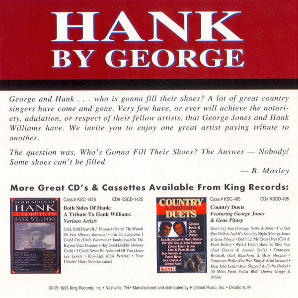 last ned album George Jones - Hank By George George Jones Sings Hank Williams