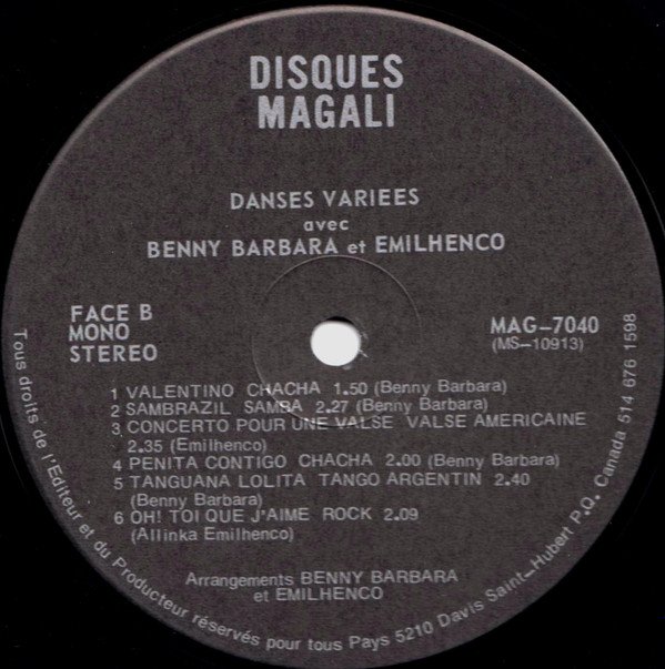 descargar álbum Benny Barbara Et Emilhenco - Paul Jones Et Danses Variées Volume 1