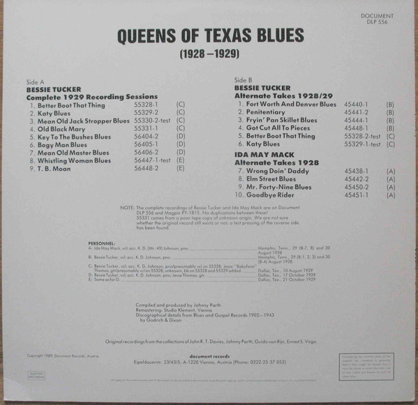 Album herunterladen Bessie Tucker, Ida May Mack - Queens Of Texas Blues 1928 1929