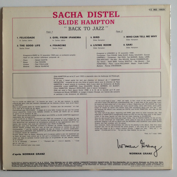 Album herunterladen Sacha Distel With Slide Hampton - Back To Jazz