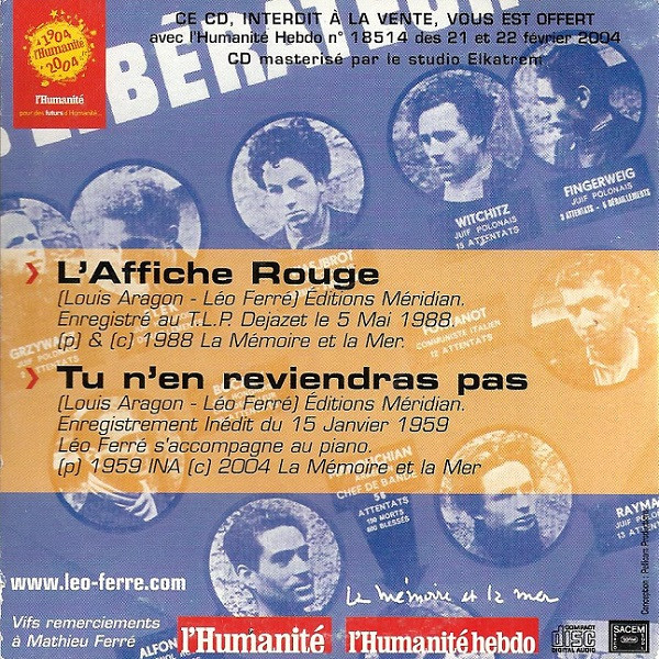last ned album Léo Ferré - 21 Février 1944 2004 Des Combattants De La Liberté Morts Pour La France
