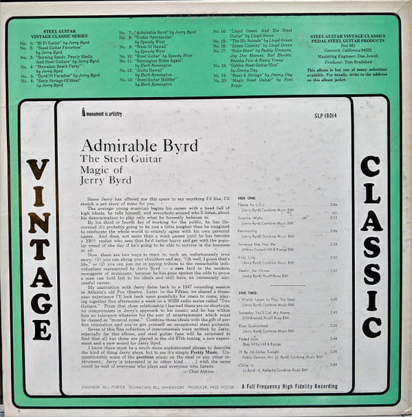 last ned album Jerry Byrd - Steel Guitar Vintage Classics Number 7 Admirable Byrd