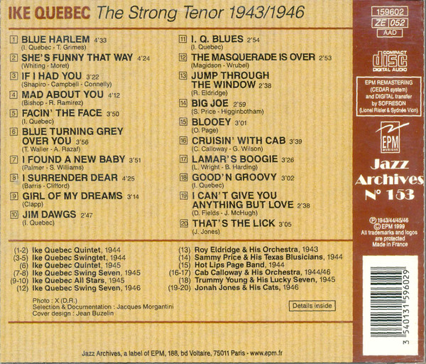 ladda ner album Ike Quebec - The Strong Tenor Of Mr Quebec