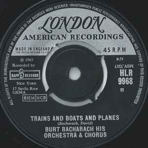 Burt Bacharach & His Orchestra - Trains And Boats And Planes album cover