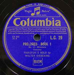 Debussy, Walter Gieseking – Preludes-Book 1 (1938, Shellac) - Discogs