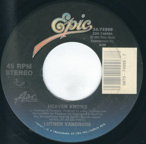 Luther Vandross – Heaven Knows (1993, Vinyl) - Discogs