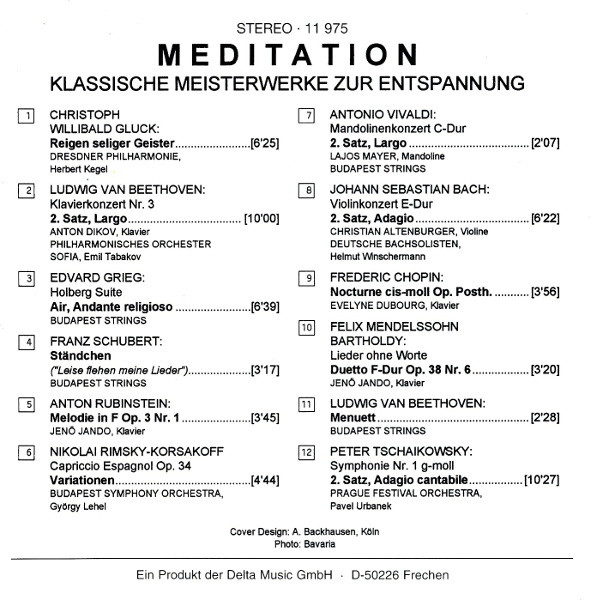 last ned album Various - Meditation Klassische Meisterwerke Zur Entspannung