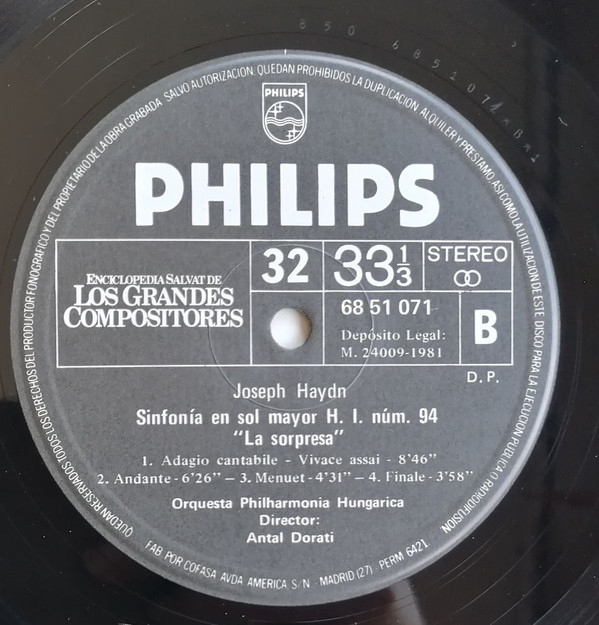 last ned album Haydn Dorati with Philharmonia Hungarica, Sinfonica De Londres - Sinfonia En Re Mayor H I Nº101 El Reloj Sinfonia En Sol MayorH I Nº94 La Sorpresa