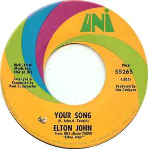 Elton John - Your Song / Take Me To The Pilot album cover