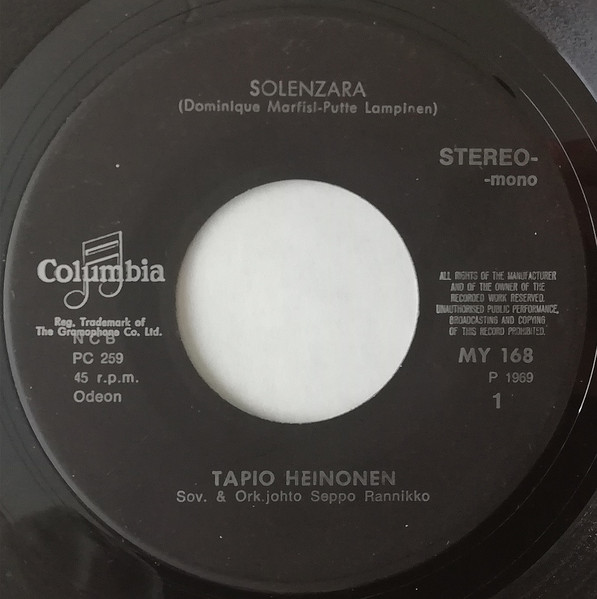 Tapio Heinonen – Solenzara / Yön Sävel (1969, Vinyl) - Discogs