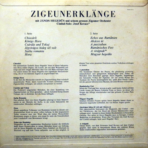 ladda ner album János Hegedüs Und Seinem Grossen Zigeuner Orchester - Zigeunerklänge
