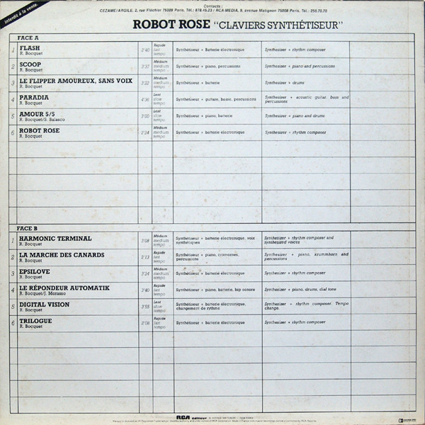 baixar álbum Roland Bocquet - Robot Rose Claviers Synthétiseur