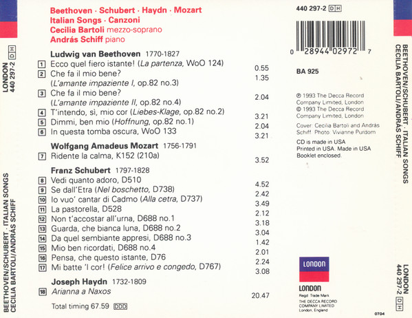 Album herunterladen Cecilia Bartoli, András Schiff Beethoven Schubert Mozart Haydn - The Impatient Lover Italian Songs
