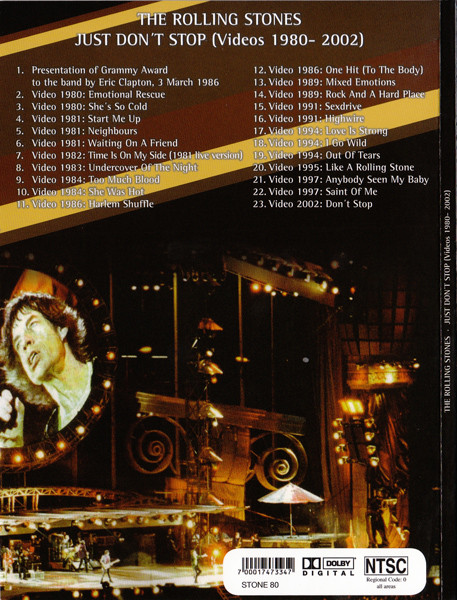 télécharger l'album Download The Rolling Stones - Just Dont Stop Videos 1980 2002 album