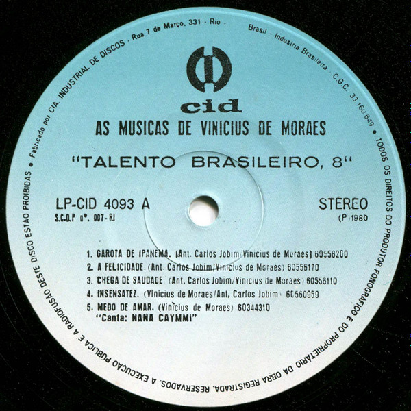 ladda ner album Conjunto Talento - As Músicas De Vinícius De Moraes