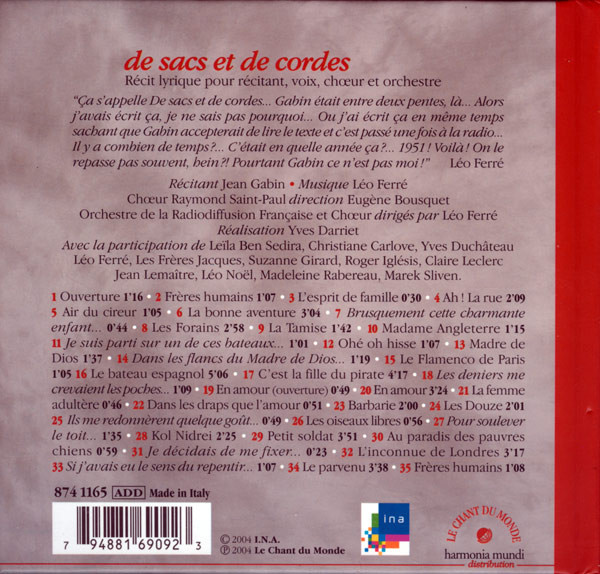 last ned album Jean Gabin Léo Ferré - De Sacs Et De Cordes