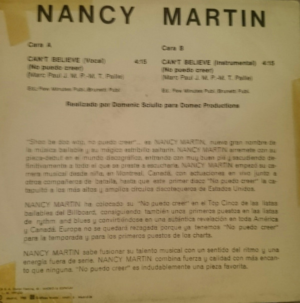 last ned album Nancy Martin - Cant Believe