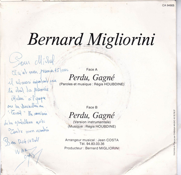 lataa albumi Bernard Migliorini - Perdu Gagné