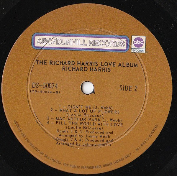 Richard Harris - The Richard Harris Love Album | ABC/Dunhill Records (DS-50074) - 4