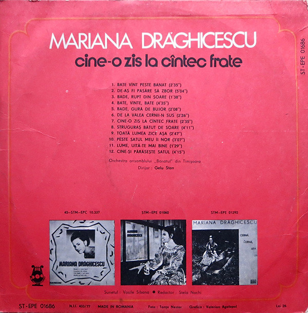 baixar álbum Mariana Drăghicescu - Cine o Zis La Cîntec Frate