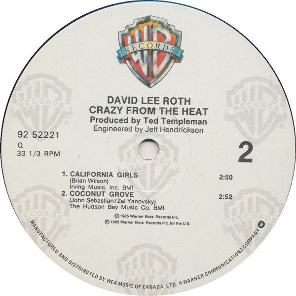 David Lee Roth - Crazy From The Heat [Vinyl] | Warner Bros. Records (92 52221) - 4