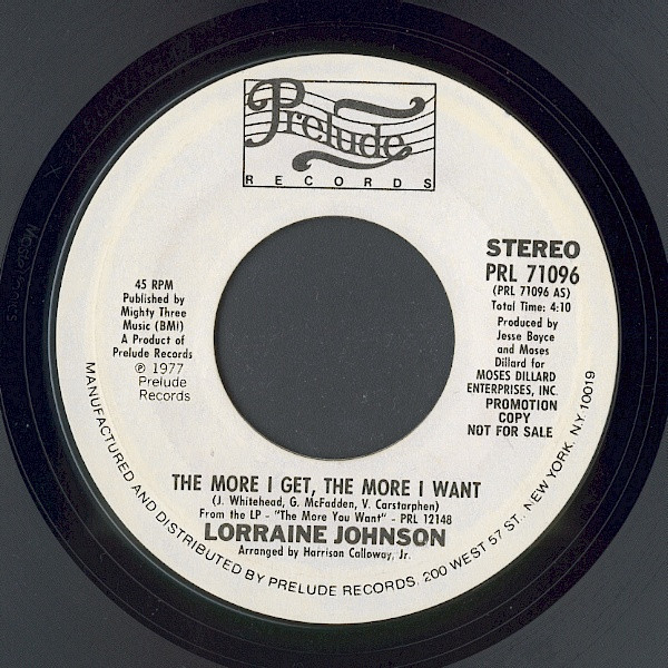 Lorraine Johnson – The More I Get, The More I Want (1977, Vinyl