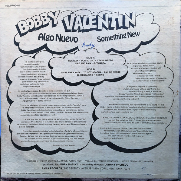 Bobby Valentin – Algo Nuevo / Something New (1970, Vinyl) - Discogs