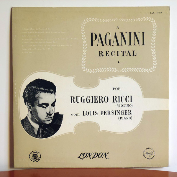 Ruggiero Ricci, Louis Persinger - Paganini – A Paganini Recital (Vinyl ...