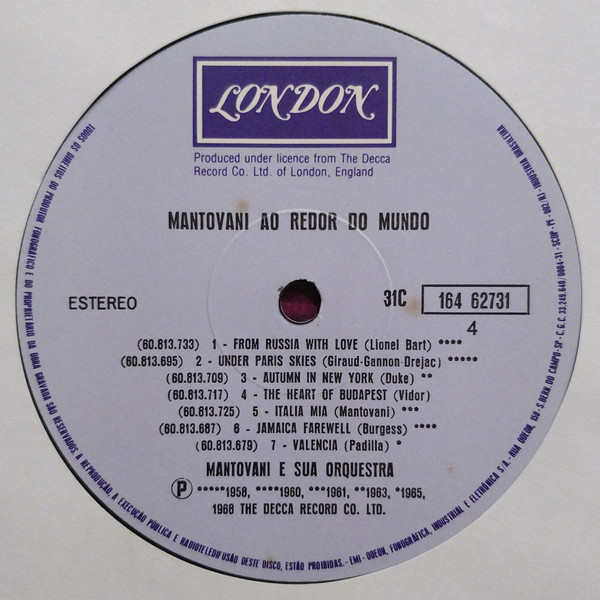 descargar álbum Mantovani And His Orchestra - Ao Redor Do Mundo