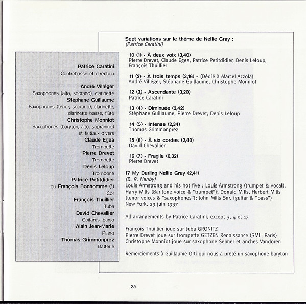 last ned album Caratini Jazz Ensemble - Darling Nellie Gray Variations Sur La Musique De Louis Armstrong