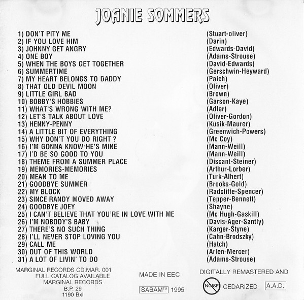 lataa albumi Joanie Sommers - Hits And Rarities