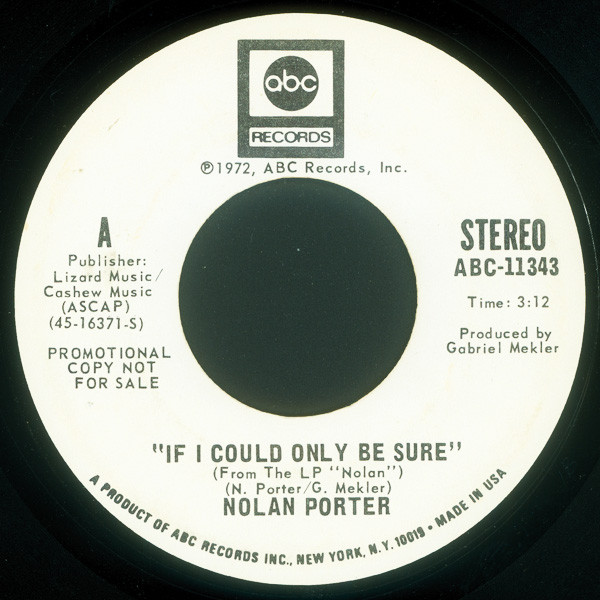 Nolan Porter – If I Could Only Be Sure (1972, Vinyl) - Discogs