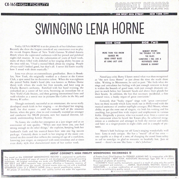 Album herunterladen Lena Horne - Swinging Lena Horne