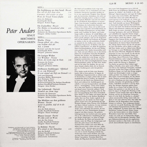 télécharger l'album Peter Anders - Berühmte Opernarien