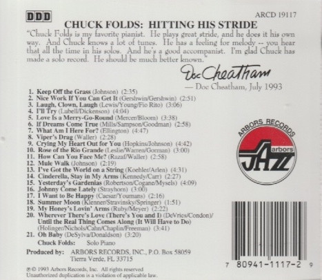 ladda ner album Chuck Folds - Hitting His Stride